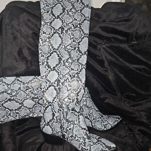 Women's Gianni Bini Blue Grey Black Snakeskin Over the Knee Boots Size 7.5
